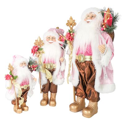 Дед Мороз в Розовой Шубке с Подарками и Посохом, 45 см, MT-21850-45