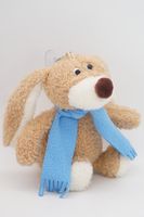 Мягкая игрушка Кролик Лоуренс с ш. для мелкой моторики, коричневый, самый младший 15 см, в голубом флисовом шарфе, 01005815B-85