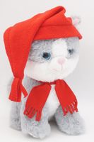 Мягкая игрушка Кошечка Амина, 20 см, в красном колпаке с кисточкой и красном шарфе, 01046920-28-85