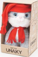 Мягкая игрушка в малой подарочной коробке Кошечка Амина, 20 см, в красном колпаке с кисточкой и красном шарфе, 01046920-28-85K
