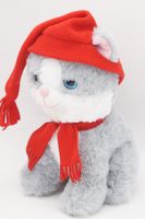 Мягкая игрушка Кошечка Амина, 20 см, в красном колпаке с кисточкой и голубом шарфе, 01046920-28-85