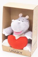 Мягкая игрушка в малой подарочной коробке Бегемот Кромби, 22 см, с шариками для мелкой моторики с красным сердцем, 0217922-44K