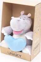 Мягкая игрушка в малой подарочной коробке Бегемот Кромби, 22 см, с шариками для мелкой моторики в голубым сердцем, 0217922-60K