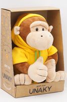 Мягкая игрушка в средней подарочной коробке Обезьянка Леся, 23/28 см, в жёлтой флисовой толстовке, с шариками для мелкой моторики, 0591523-18M