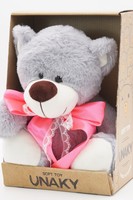 Мягкая игрушка в средней подарочной коробке Медведь Дюкан с розовым атласным бантом,  26/36 см, 0640928S-14M