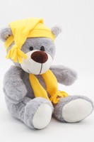 Мягкая игрушка Медведь Дюкан в жёлтых колпаке с кисточкой и шарфе,  26/36 см, 0640928S-29-67