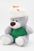 Мягкая игрушка Медведь Дюкан в зёленом фартуке и шапке ушанке,  26/36 см, 0640928S-6-43