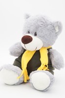 Мягкая игрушка Медведь Дюкан в зёленом комбинезоне и жёлтом шарфе,  26/36 см, 0640928S-62-67