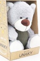 Мягкая игрушка в средней подарочной коробке Медведь Дюкан в зелёном комбинезоне,  26/36 см, 0640928S-62M