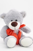Мягкая игрушка Медведь Дюкан с узким красным бантом,  26/36 см, 0640928S-70
