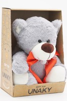Мягкая игрушка в средней подарочной коробке Медведь Дюкан с узким красным бантом,  26/36 см, 0640928S-70M