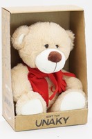 Мягкая игрушка в средней подарочной коробке Мишка Берни, 22/30 см, в красном флисовом шарфе, 0641822-50M