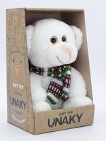 Мягкая игрушка в маленькой подарочной коробке Мишка Сильвестр в шарфе 19/24 см, с шариками для мелкой моторики, 642020A