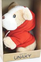 Мягкая игрушка в средней подарочной коробке Щенок Оскар 20/25 см, с шариками для мелкой моторики, в красной флисовой толстовке, 0709020-16M