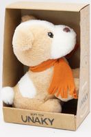 Мягкая игрушка в средней подарочной коробке Щенок Оскар в кирпичном шарфе, 20/25 см, с шариками для мелкой моторики, 0709020-26M