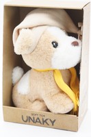 Мягкая игрушка в средней подарочной коробке Щенок Оскар 20/25 см, с шариками для мелкой моторики, в бежевом колпаке с кисточкой и жёлтом шарфе, 0709020-57-67M