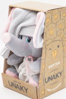 Мягкая игрушка в маленькой подарочной коробке Слониха Крошка в белом комбинезоне и сером колпаке с кисточкой,  17/21 см, 0754917-20-41K