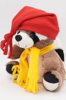 Мягкая игрушка Енот Крош, 20/26 см, с шариками для мелкой моторики в красном колпаке с кисточкой и жёлтом шарфе, 0755230-28-67