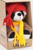 Мягкая игрушка в маленькой подарочной коробке Енот Крош, 20/26 см, с шариками для мелкой моторики в красном колпаке с кисточкой и жёлтом шарфе, 0755230-28-67K