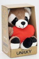 Мягкая игрушка в малой подарочной коробке Енот Крош с красным флисовым сердцем, 20/26 см, с шариками для мелкой моторики 0755230-44К