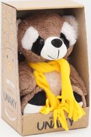 Мягкая игрушка в маленькой подарочной коробке Енот Крош, 20/26 см, с шариками для мелкой моторики в жёлтом шарфе, 0755230-67K