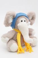 Мягкая игрушка Слоник Мо в голубом колпаке с кисточкой и жёлтом шарфе, с шариками для мелкой моторики, 24/33 см, 0756122-56-67