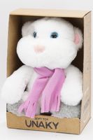 Мягкая игрушка в средней подарочной коробке Белый Ураган Джек в шарфе цикламен флис, 22/34 см 0756622-51M