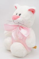 Мягкая игрушка Кошка Глория, 24/35 см, с ш. для мелкой моторики с розовым атласным бантом, 0800823-14