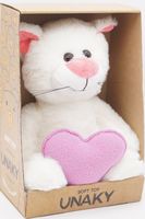 Мягкая игрушка в малой подарочной коробке Кошка Глория, 24/35 см, с шариками для мелкой моторики, с розовым сердцем, 0800823-33K