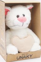 Мягкая игрушка в средней подарочной коробке Кошка Глория, 24/35 см, с шариками для мелкой моторики, с бежевым сердцем, 0800823-61M