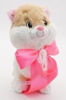 Мягкая игрушка Киска Боня с розовым атласным бантом,  23 см, 0812423-14