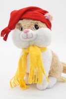 Мягкая игрушка Киска Боня в красном колпаке с кисточкой и жёлтом шарфе,  23 см, 0812423-28-67