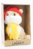 Мягкая игрушка в средней подарочной коробке Киска Боня в красном колпаке с кисточкой и жёлтом шарфе,  23 см, 0812423-28-67M