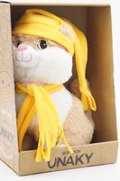 Мягкая игрушка в средней подарочной коробке Киска Боня в жёлтых колпаке с кисточкой и шарфе,  23 см, 0812423-29-67M