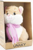 Мягкая игрушка в средней подарочной коробке Киска Боня в шарфе цвета цикламен,  23 см, 0812423-51M