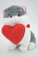 Мягкая игрушка Киска Тоня, 23 см с красным флисовым сердцем, 08124A23-44