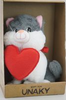 Мягкая игрушка в средней подарочной коробке Киска Тоня, 23 см с красным флисовым сердцем, 08124A23-44M