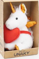Мягкая игрушка в средней подарочной коробке Единорог Юникорн, младший, 21/26 см, с шариками для мелкой моторики, с красным сердцем, 0817120-44M