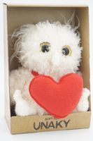 Мягкая игрушка в средней подарочной коробке Сова Лия, светлая с красным флисовым сердцем, 08184A24-44M