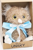 Мягкая игрушка в средней подарочной коробке Сова Лия темная, в атласном голубом банте, 08184C24-15M