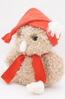 Мягкая игрушка Сова Лия темная, 24 см, в красных колпаке с кисточкой и шарфе, 08184C24-28-50