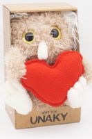 Мягкая игрушка в маленькой подарочной коробке Сова Лия темная, 24 см, с красным флисовым сердцем, 08184C24-44K
