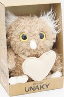 Мягкая игрушка в средней подарочной коробке Сова Лия, темная, с бежевым сердцем, 08184C24-61M