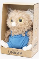 Мягкая игрушка в средней подарочной коробке Сова Лия, темная, в голубом комбинезоне, 08184C24-63M