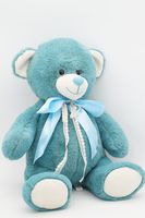 Мягкая игрушка Мишка Кью, 35/46 см, в голубом атласном банте, 0824137-15