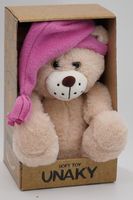Мягкая игрушка в маленькой подарочной коробке Мишка Роббен, в розовом колпаке с кисточкой, 20/28 см, 0827720-40K