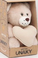 Мягкая игрушка в маленькой подарочной коробке Мишка Роббен, 20/28 см, с бежевым флисовым сердцем, 0827720-61K