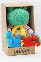 Мягкая игрушка в маленькой подарочной коробке Лягушка Герда в бежевом комбинезоне и жёлтом шарфе,  20 см, 0888020-64-67K