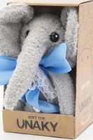 Мягкая игрушка в маленькой подарочной коробке Слоник Фауст младший с голубым атласным бантом,  22 см, 0892922-15K