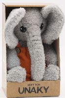 Мягкая игрушка в маленькой подарочной коробке Слоник Фауст младший в кирпичном комбинезоне,  22 см, 0892922-37K